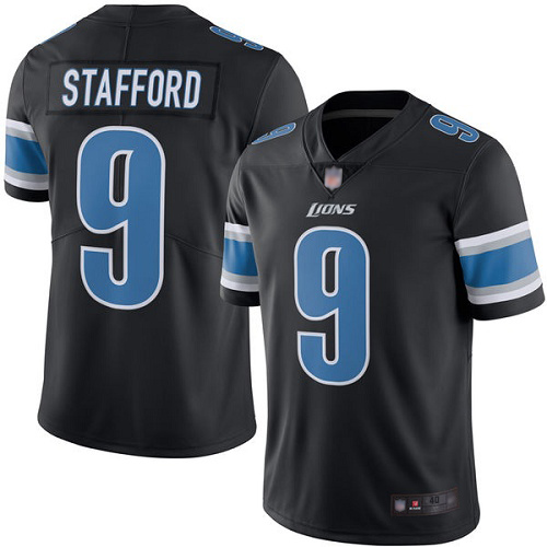 Detroit Lions Limited Black Men Matthew Stafford Jersey NFL Football #9 Rush Vapor Untouchable